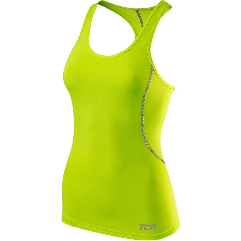 TCA Pro Performance Womens Running Vest Tank Top - Green peach tank top