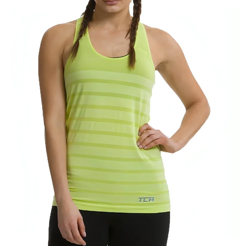 TCA QuickDry SuperKnit Womens Running Vest Tank Top - Green ivory tank top