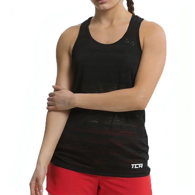 TCA Ultralite Womens Running Vest Tank Top - Black silver tank top