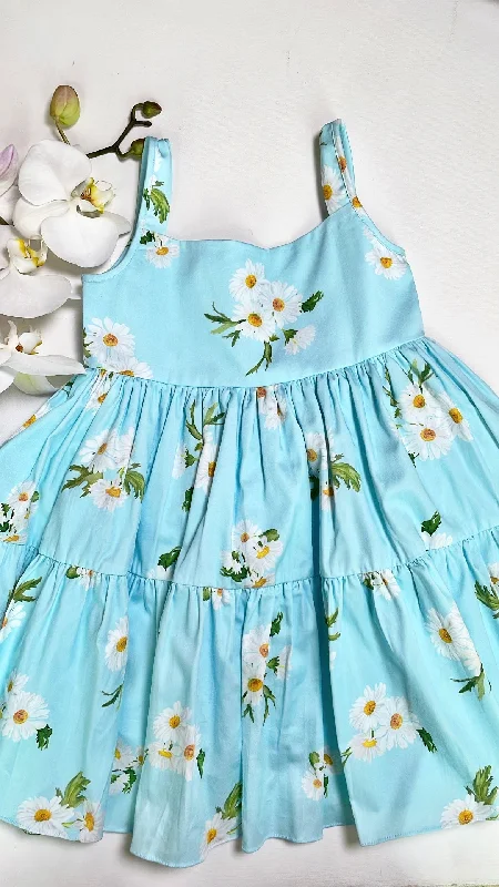 TEAL TIERED DAISY DRESS