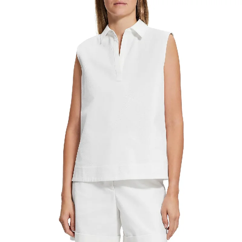 Theory Womens Collared Mandarin Pullover Top Square Neck Pullover