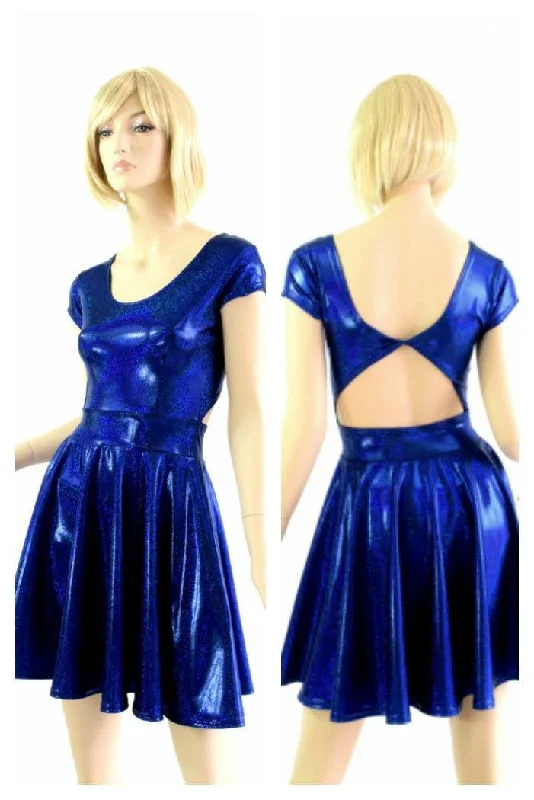 Twist Back Cap Sleeve Skater Dress