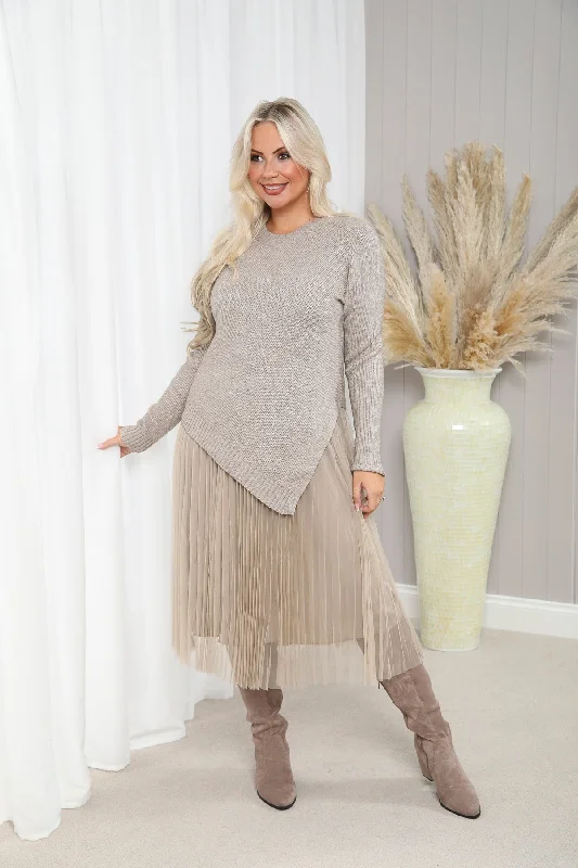 Angelina Dress & Jumper Set Taupe