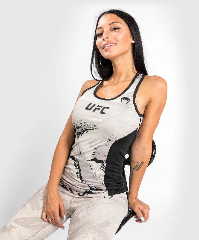 UFC Venum Authentic Fight Week 2.0 Women’s Performance Tank Top - Sand/Black halter tank top