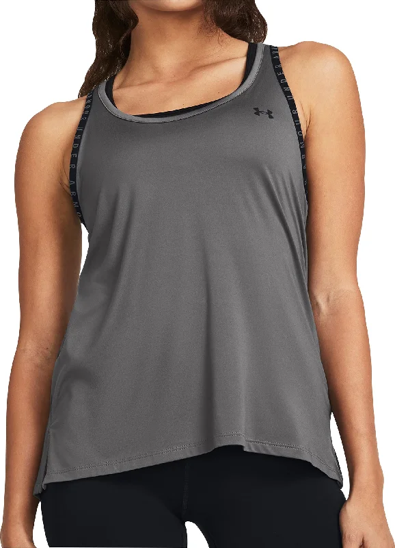 Under Armour Knockout Womens Running Vest Tank Top - Grey gym tank top