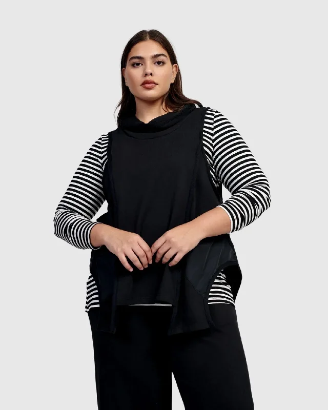 Urban Logan Pullover Sleeveless Top, Black Thin Wool Pullover