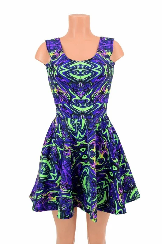UV Glow Neon Melt Tank Skater Dress