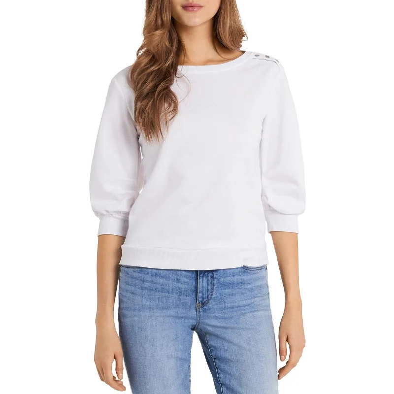 Vince Camuto Womens Terry Cloth Puff Sleeve Sweatshirt Hoodie with Typography Text Message Vince Camuto Womens Terry Cloth Puff Sleeve Sweatshirt Hoodie with Typography Text Message