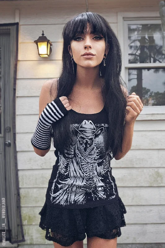 Western Goth Cowboy T-shirt Fleece Nylon Spandex