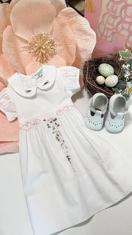 WHITE/PINK ROSEBUD DRESS