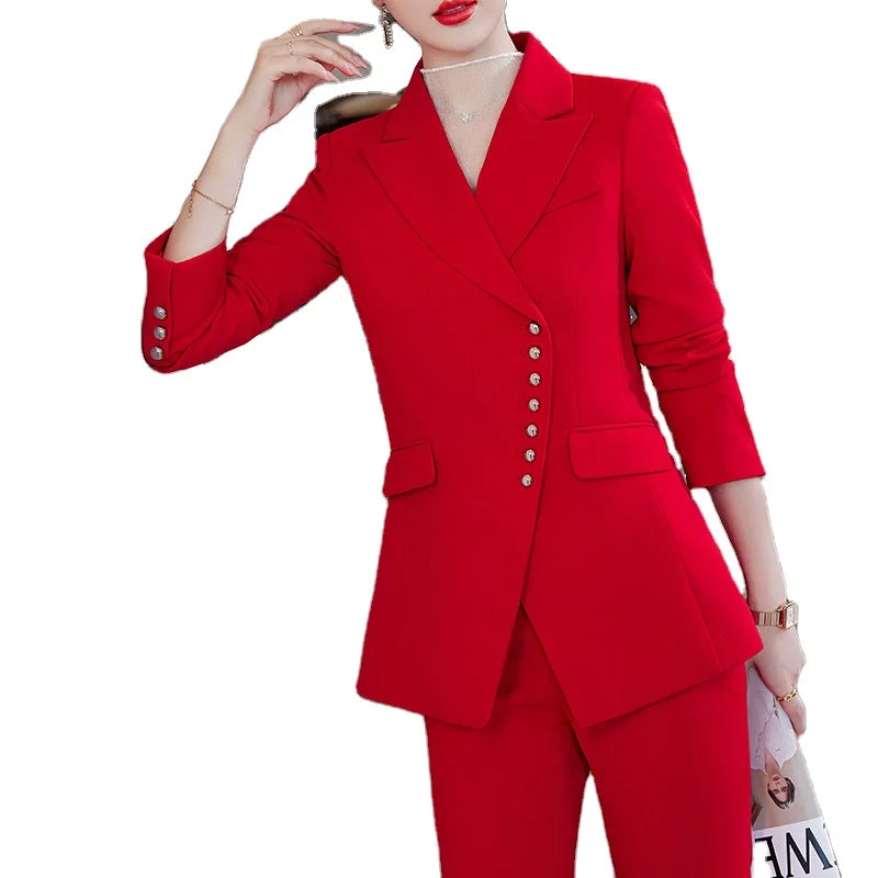 Wholesale High-quality Women Suits Dealers 2 Pieces Single Breasted Sets Fashion Office Lady Elegant Blazer and Flare Trouser Women's Classic Blazer Wholesale High-quality Women Suits Dealers 2 Pieces Single Breasted Sets Fashion Office Lady Elegant Blazer and Flare Trouser Women's Classic Blazer