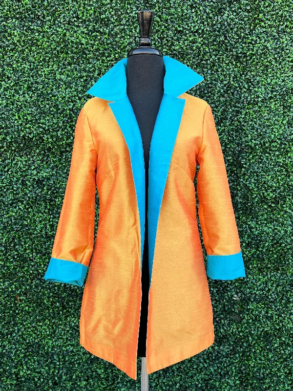 Orange and Turquoise Reversible Jacket Fleece Jacket Down Jacket Parka