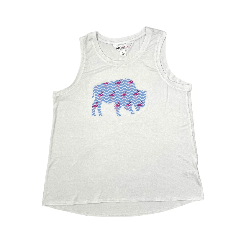 Women's BFLO With Flamingo and Water White Tank Top sequin tank top