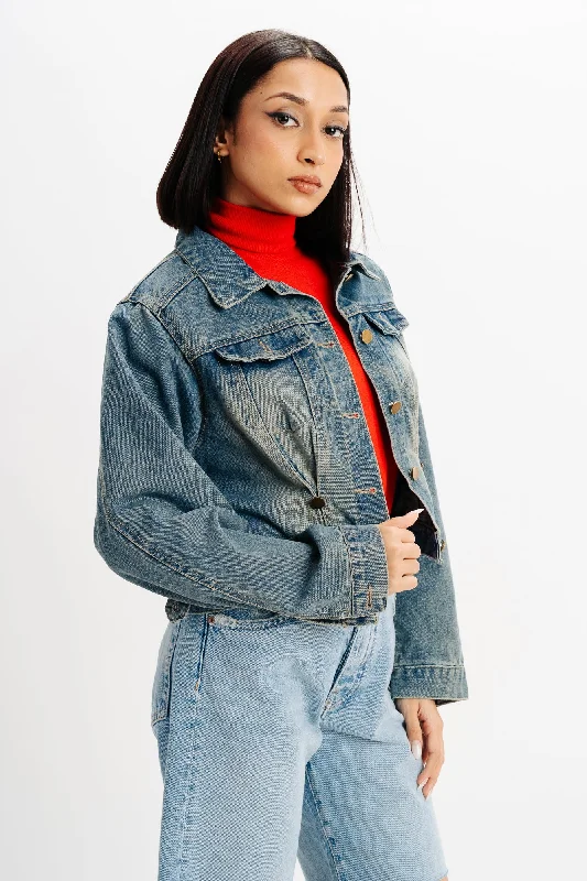 Green Tinted Denim Jacket Trench Coat Raincoat Waterproof Jacket
