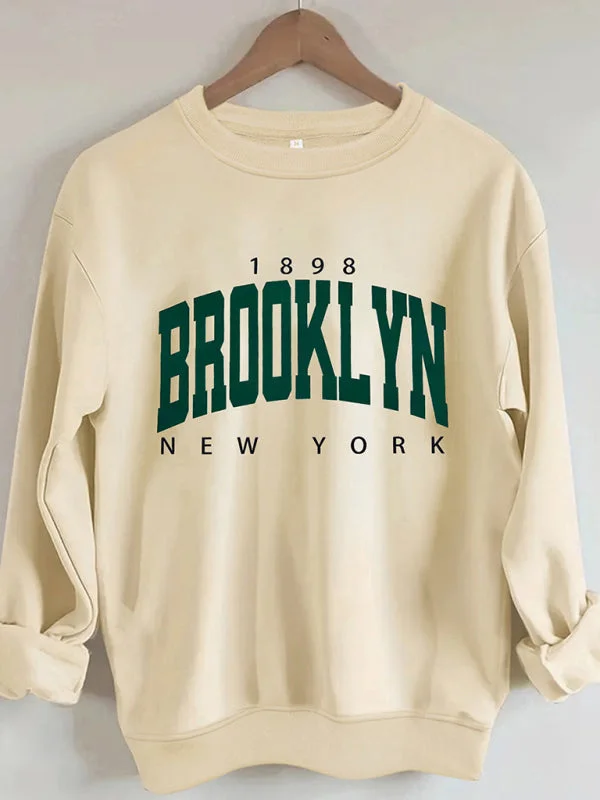 Women's Brooklyn letter Print crew Neck Sweatshirt Graphic Hoodie Design Print