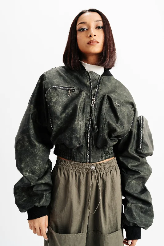 Cropped Long Sleeve Jacket Bomber Jacket Anorak Windbreaker