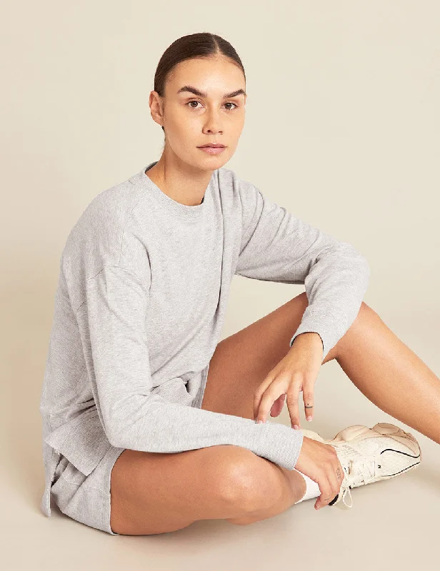 Women's Weekend Crew Pullover - Grey Marl Seamless Knit Pullover