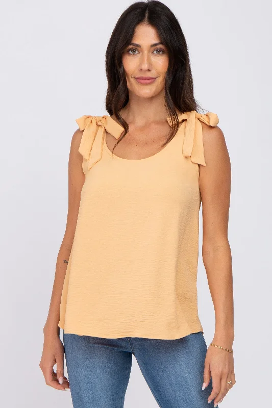 Yellow Shoulder Bow Tank Top comfortable tank top