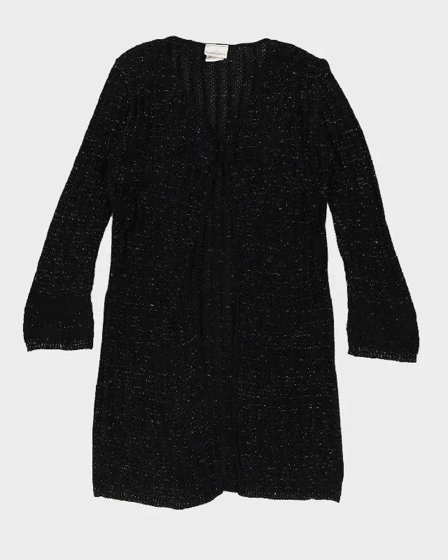 Black And Silver Long Cardigan - L Spandex Blend Rayon Blend Denim Blend