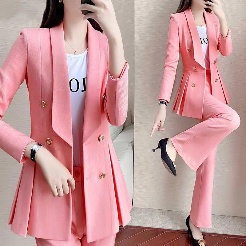 Goddess Blazer & Pants Set Women's Warm Suit