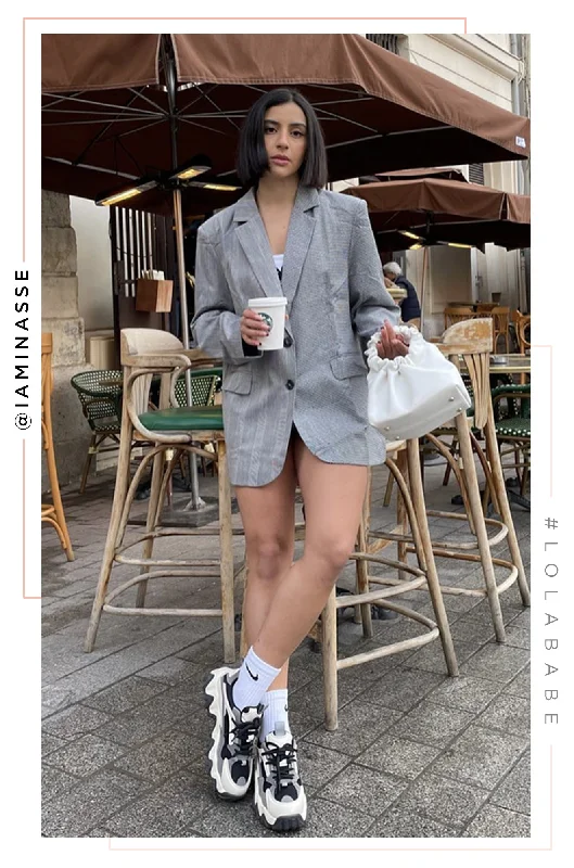 Isabelle Oversized Plaid Blazer - Black Women's Classic Suit