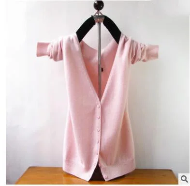 Knitted cashmere cardigan women's v-neck women's sweater Transparent Opaque Sheer