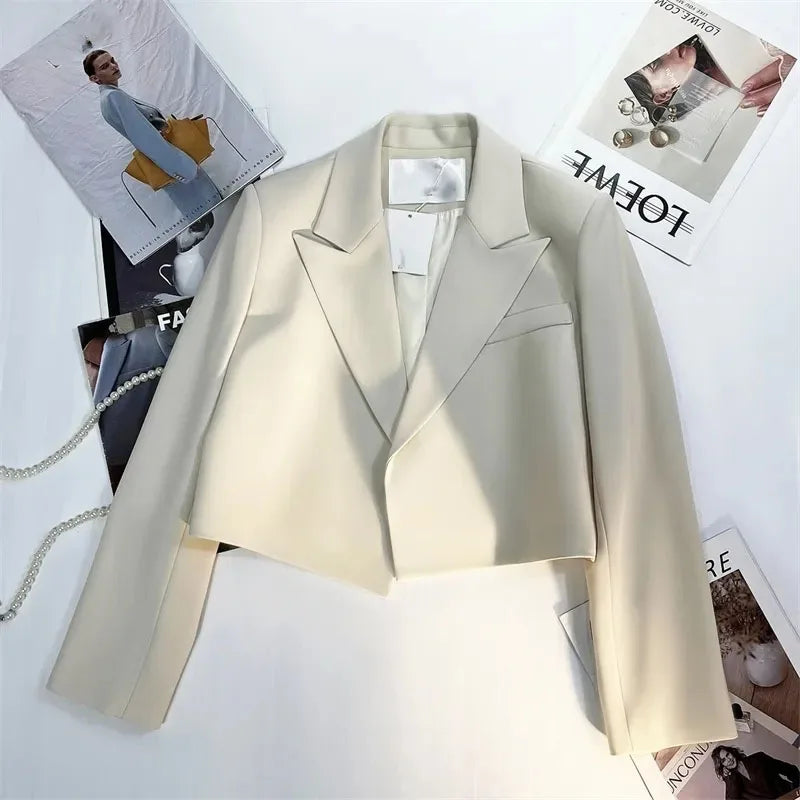 Korean Chic No Button Cropped Blazer for Women Women's Adventure Blazer