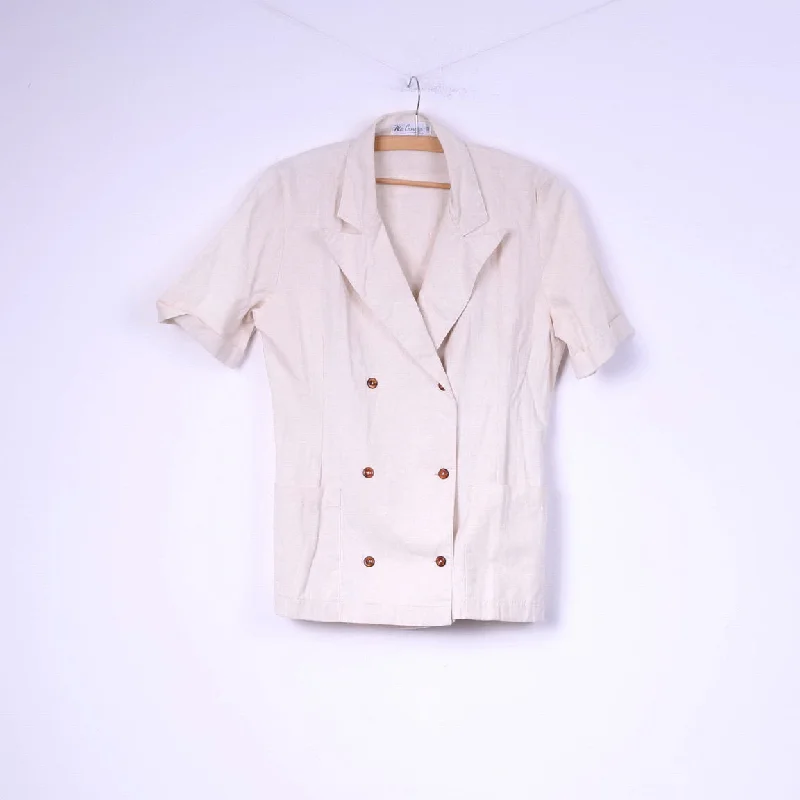 Mia Cassara Roma Womens 12 M Suit Pencil Skirt Blazer Beige Cotton Linen 2 Piece Women's Stripe Blazer Mia Cassara Roma Womens 12 M Suit Pencil Skirt Blazer Beige Cotton Linen 2 Piece Women's Stripe Blazer