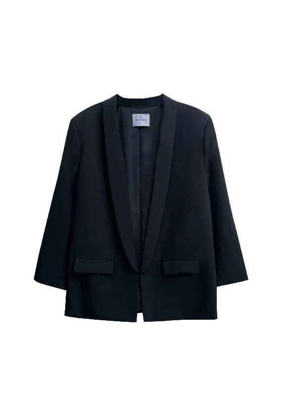 Oversized Classic Blazer - Black Women's Patchwork Suit