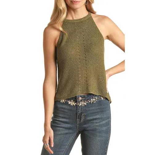 Rock & Roll Cowgirl Women's Knit Halter Tank Top layering tank top