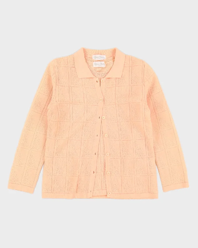 Vintage 1980s 2 Piece Peach Top and Cardigan  - M Stylish Fashionable Trendy