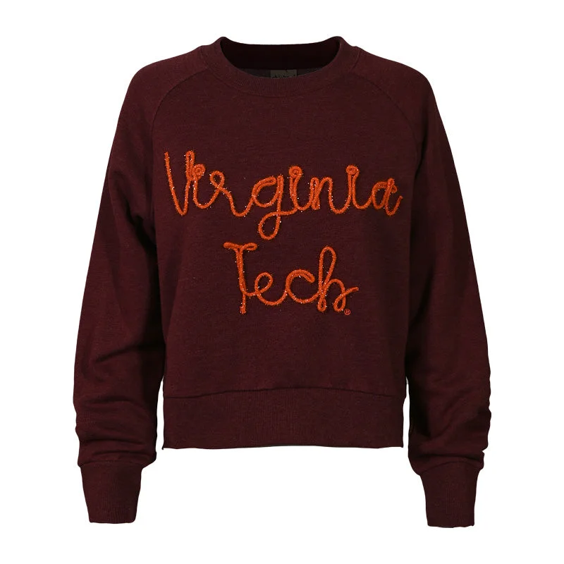 Virginia Tech Women's Boxy Raglan Crew Sweatshirt: Maroon Hoodie Dress Longline Feminine