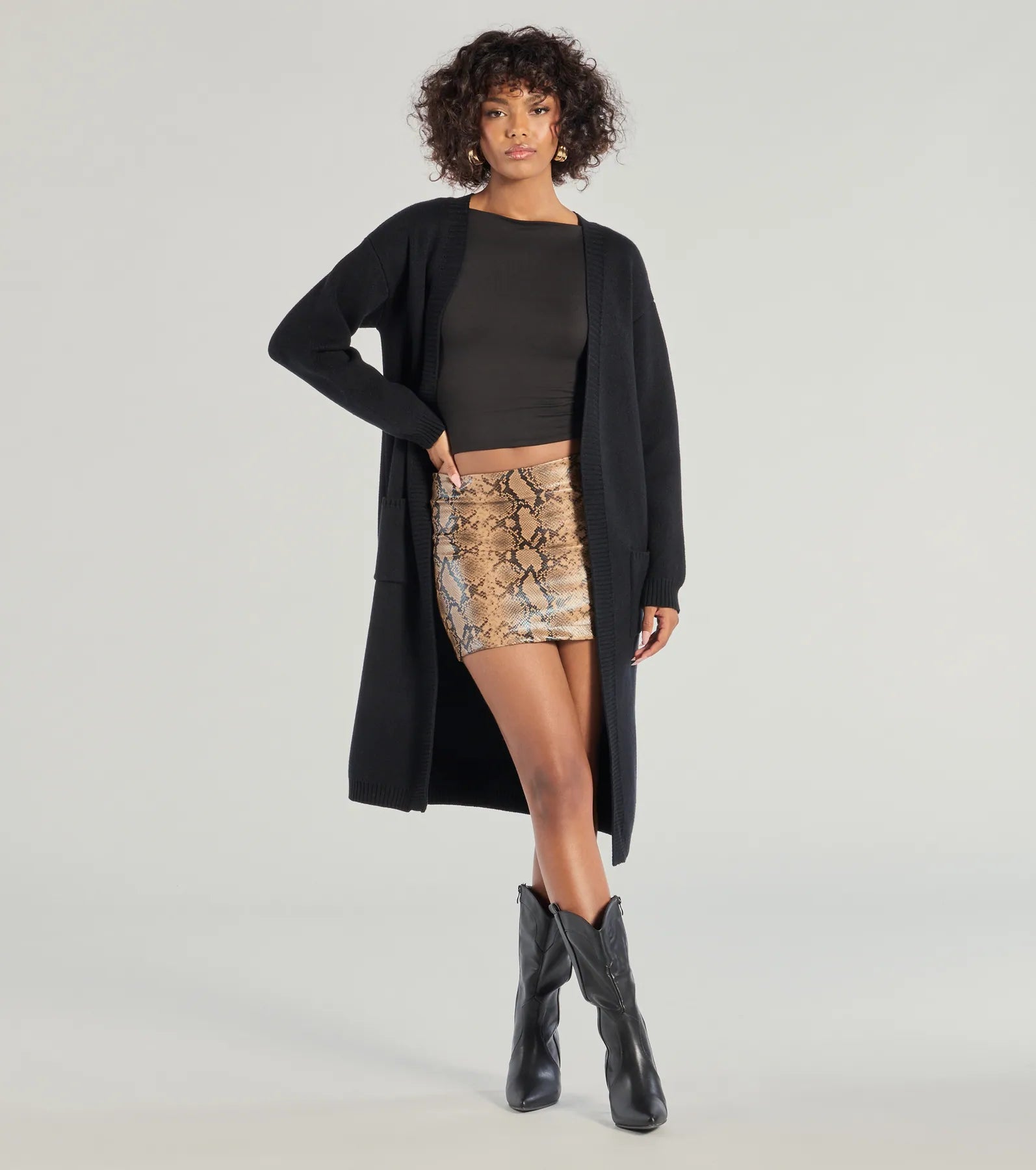 Cozy Staple Long Knit Duster Cardigan Collared Crew Neck Turtle Neck