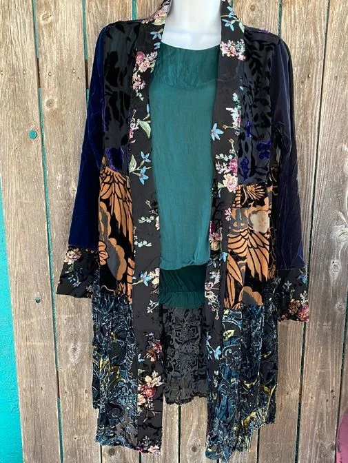 Adore Velvet Burnout Cardigan Chenille Brocade Lace