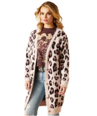 Ariat Women’s Pretty In Pink Cardigan Welt Pockets Slit Pockets Flap Pockets