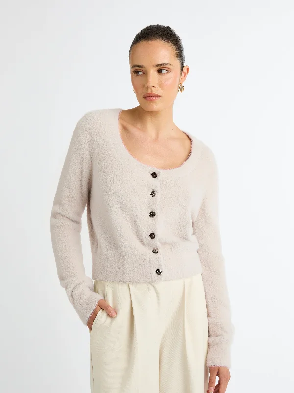 BIANCA CARDIGAN Real Fur Shearling Chenille