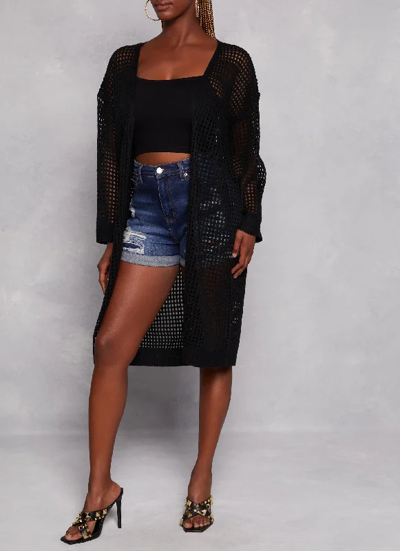 Crochet Knit Cardigan Real Fur Shearling Chenille