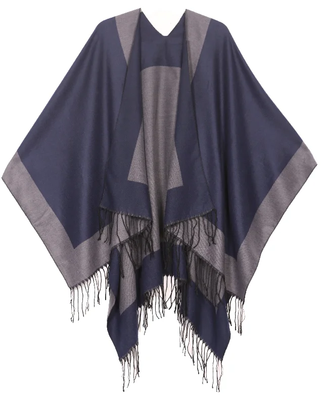 Sakkas Avi Women's Reversible Open Front Poncho Cardigan Ruana Cape Shawl W/Fringe Rayon Fabric Velvet Fabric Corduroy Fabric Sakkas Avi Women's Reversible Open Front Poncho Cardigan Ruana Cape Shawl W/Fringe Rayon Fabric Velvet Fabric Corduroy Fabric