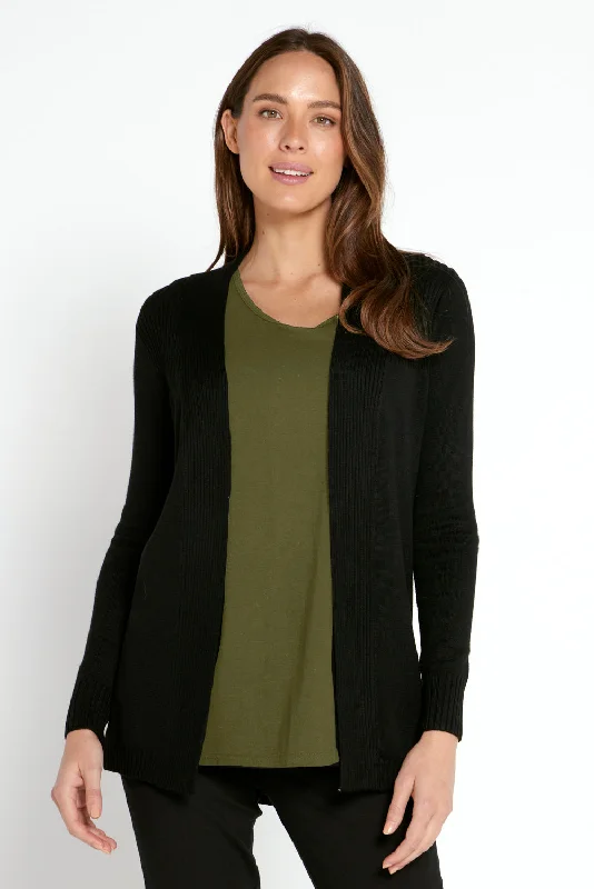 Dani Cotton Cardigan - Black Sequined Glittery Shiny
