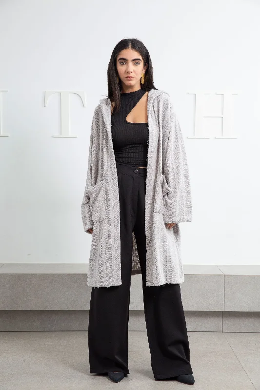 Grey Knit Cardigan - Zola Neon metallic Matte