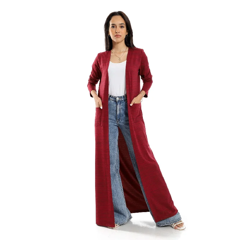 Heather Open Neckline Long Cardigan - Kady Thin Thick Dense