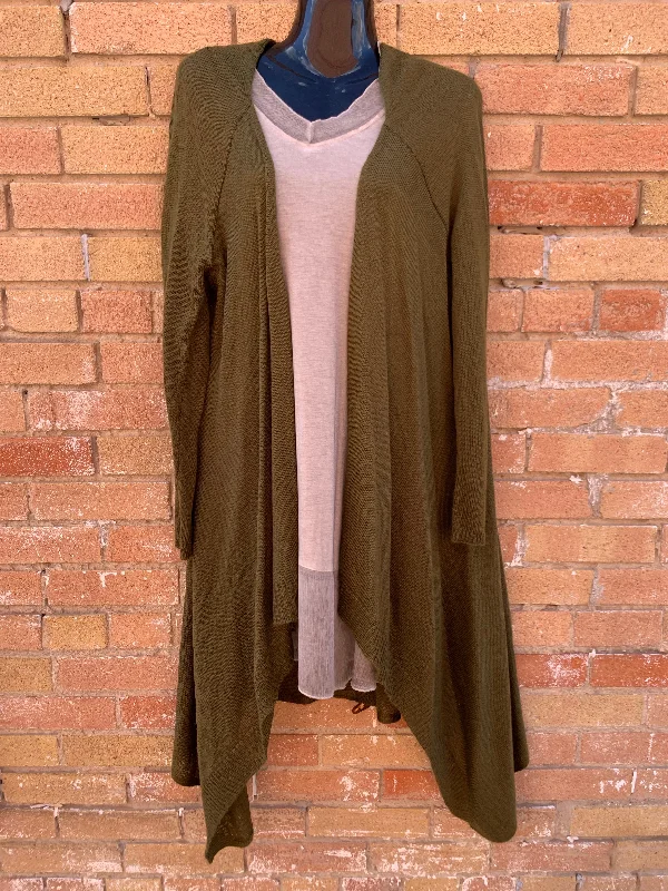 Long Cardigan in Dark Olive Casual Formal Business