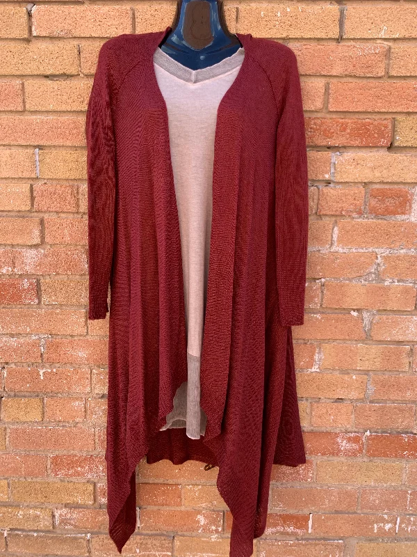 Long Cardigan in Garnet Modern Contemporary chic