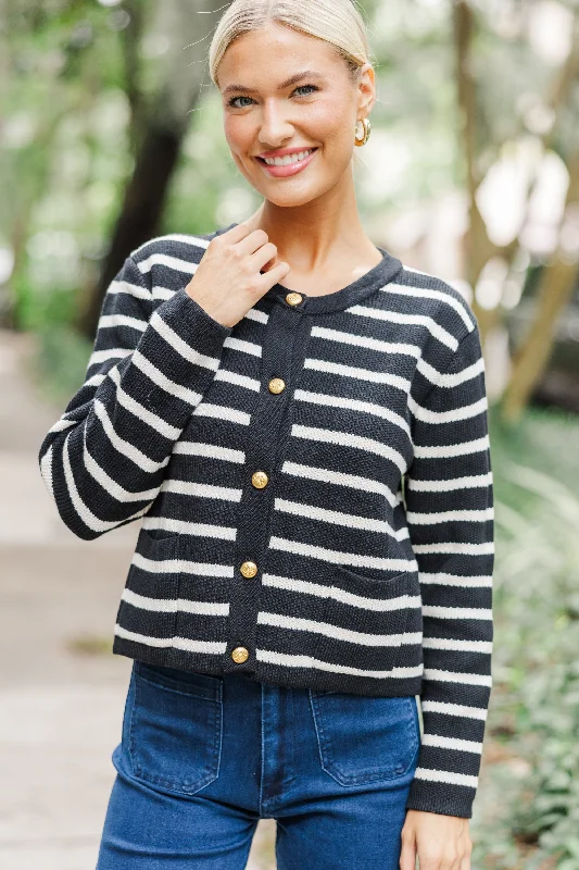 Luck Be A Lady Black Striped Cardigan Beaded Cardigan Sequined Faux Fur