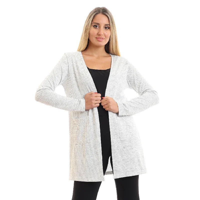 Open Neckline Slip On Cardigan - Kady Cashmere Blend Cotton Blend Poly Blend