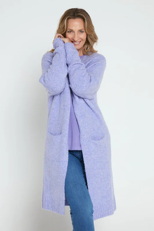 Paula Cardigan - Lavender Solid Print Embellished