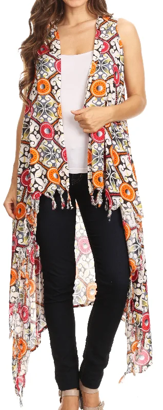 Sakkas Hatice Light Colorful Poncho Wrap Cardigan Top with African Ankara Print Chenille Fabric Brocade Fabric Lace Fabric Sakkas Hatice Light Colorful Poncho Wrap Cardigan Top with African Ankara Print Chenille Fabric Brocade Fabric Lace Fabric