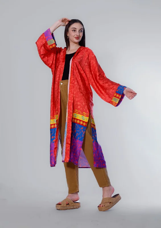 Satin Fabric Cardigan (78) - Kava Oversized Loose Flowy