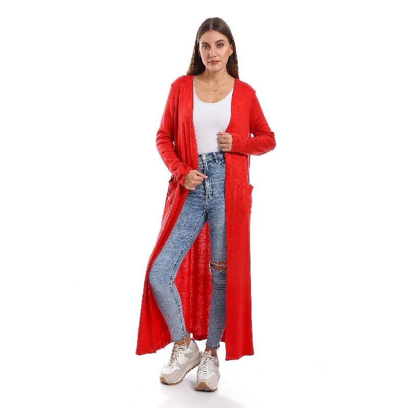 Slip On Open Neckline Cardigan - Kady Transparent Opaque Sheer