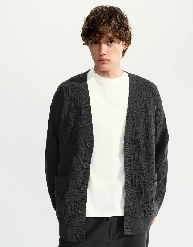 V-Neck Knitted Cardigan Fitted Loose Oversized
